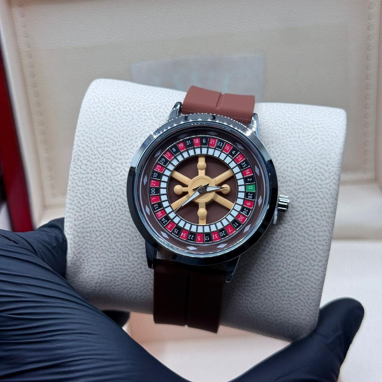 he Casino Watch with Brown Strap 